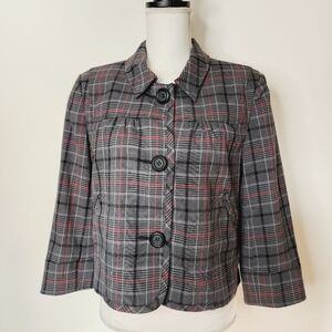 Ninety grey plaid cropped blazer women's 10